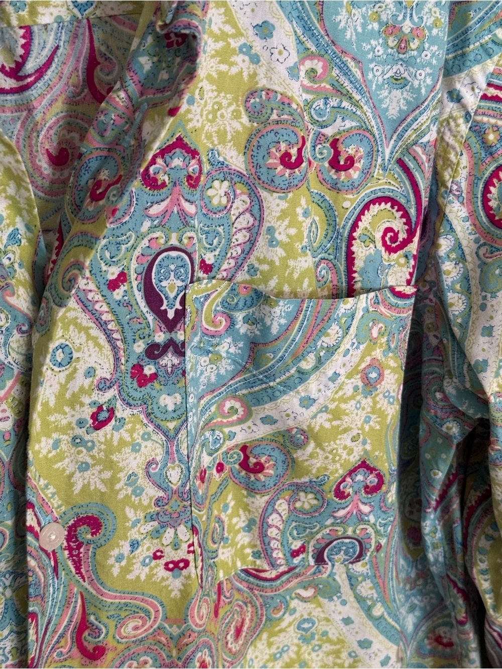 Alan Flusser Men's Sz Large Button Down Paisley Pastel Multicolor Shirt - Picture 2 of 8